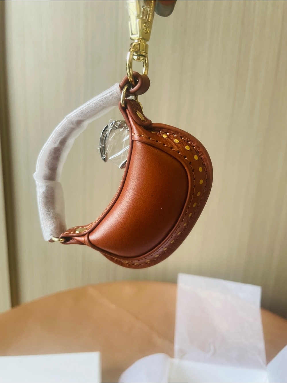 Isabel Marant Brown Leather Mini Saddle Keychain/Bag Charm with Original Package - Picture 6 of 8